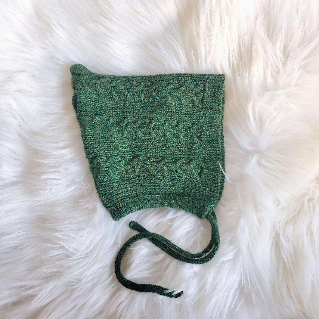 Hunter Green Knit Bonnet - hat - 100% Baby Alpaca Wool