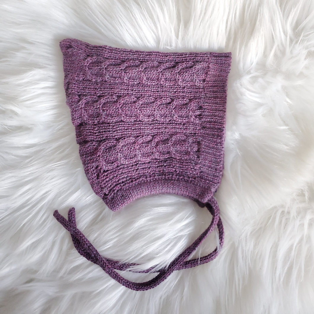 Plum Purple Knit Bonnet - hat - 100% Baby Alpaca Wool