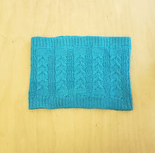 Load image into Gallery viewer, Azure Blue Knit Snood - Cowl - Infinity Scarf: 100% Baby Alpaca Wool

