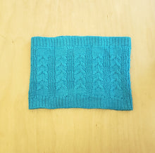 Load image into Gallery viewer, Azure Blue Knit Snood - Cowl - Infinity Scarf: 100% Baby Alpaca Wool