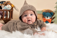Load image into Gallery viewer, Andes Brown Knit Romper and Bonnet Set: Made of 100% Baby Alpaca Wool