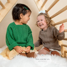 Load image into Gallery viewer, Selva Green Cable Knit Wool Pull Over Sweater: 100% Baby Alpaca Wool