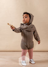 Load image into Gallery viewer, Andes Brown Knit Romper and Bonnet Set: Made of 100% Baby Alpaca Wool