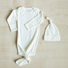 Load image into Gallery viewer, 100% Organic Pima Cotton Knotted Sleep Gown and Knotted Hat  GOTS certified