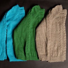 Load image into Gallery viewer, Andes Brown Cable Knit Pull Over Wool Sweater: 100% Baby Alpaca Wool