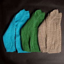Load image into Gallery viewer, Azure Blue Knitted Cable Wool Pull Over Sweater: 100% Baby Alpaca Wool