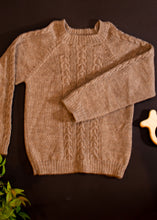 Load image into Gallery viewer, Andes Brown Cable Knit Pull Over Wool Sweater: 100% Baby Alpaca Wool
