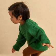 Load image into Gallery viewer, Selva Green Cable Knit Wool Pull Over Sweater: 100% Baby Alpaca Wool

